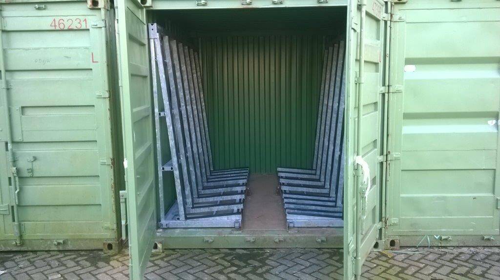 vandaglas - container voor glasopslag op bouwlocatie